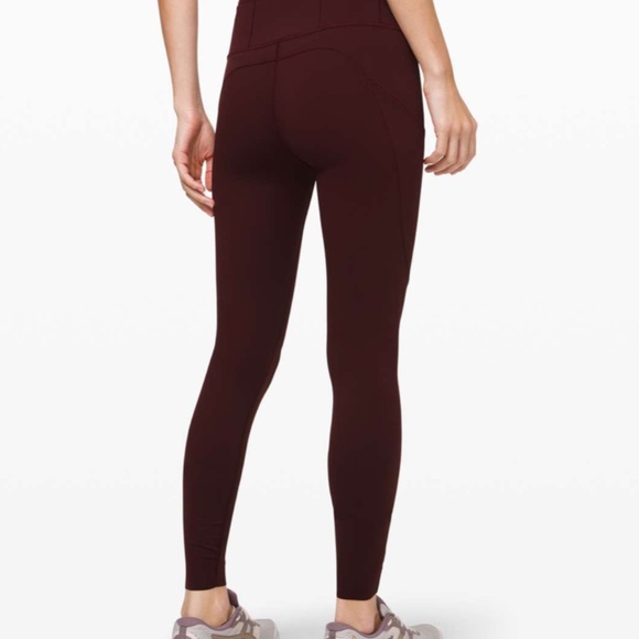 Lululemon Fast and Free High-Rise Tight 28" *Non-Reflective Brushed Nulux Garnet - Picture 2 of 8